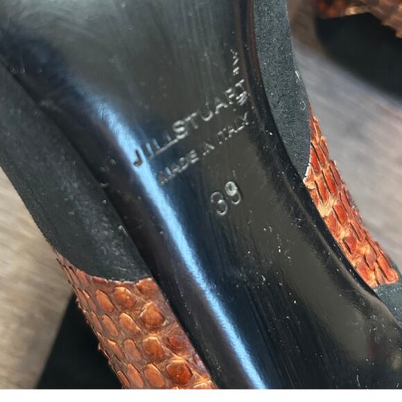 Jill Stuart Black Suede & Snakeskin Leather Ankle Boots Heels Made in Italy 39 - Picture 8 of 8